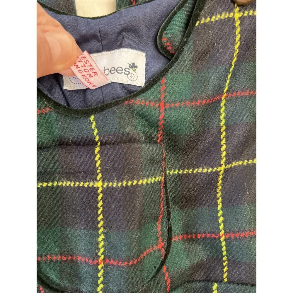 Busy Bees Sz 24 Mths Plaid Toddler Jumpsuit One Piece Bib Overalls Boutique